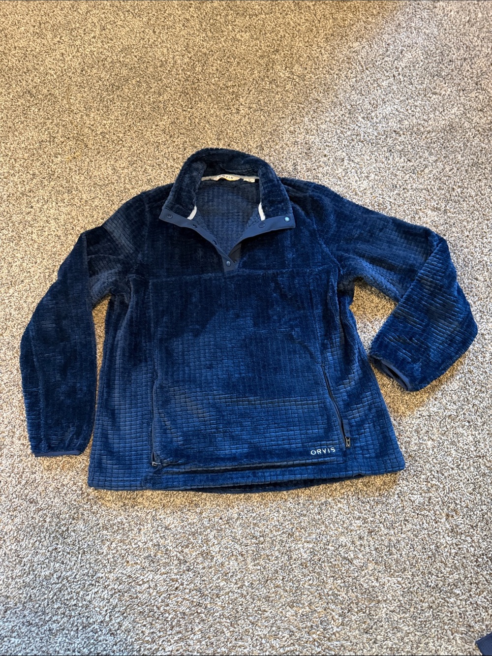 Orvis Women's Navy Plush Zip-Up Fleece Pullover Size Large